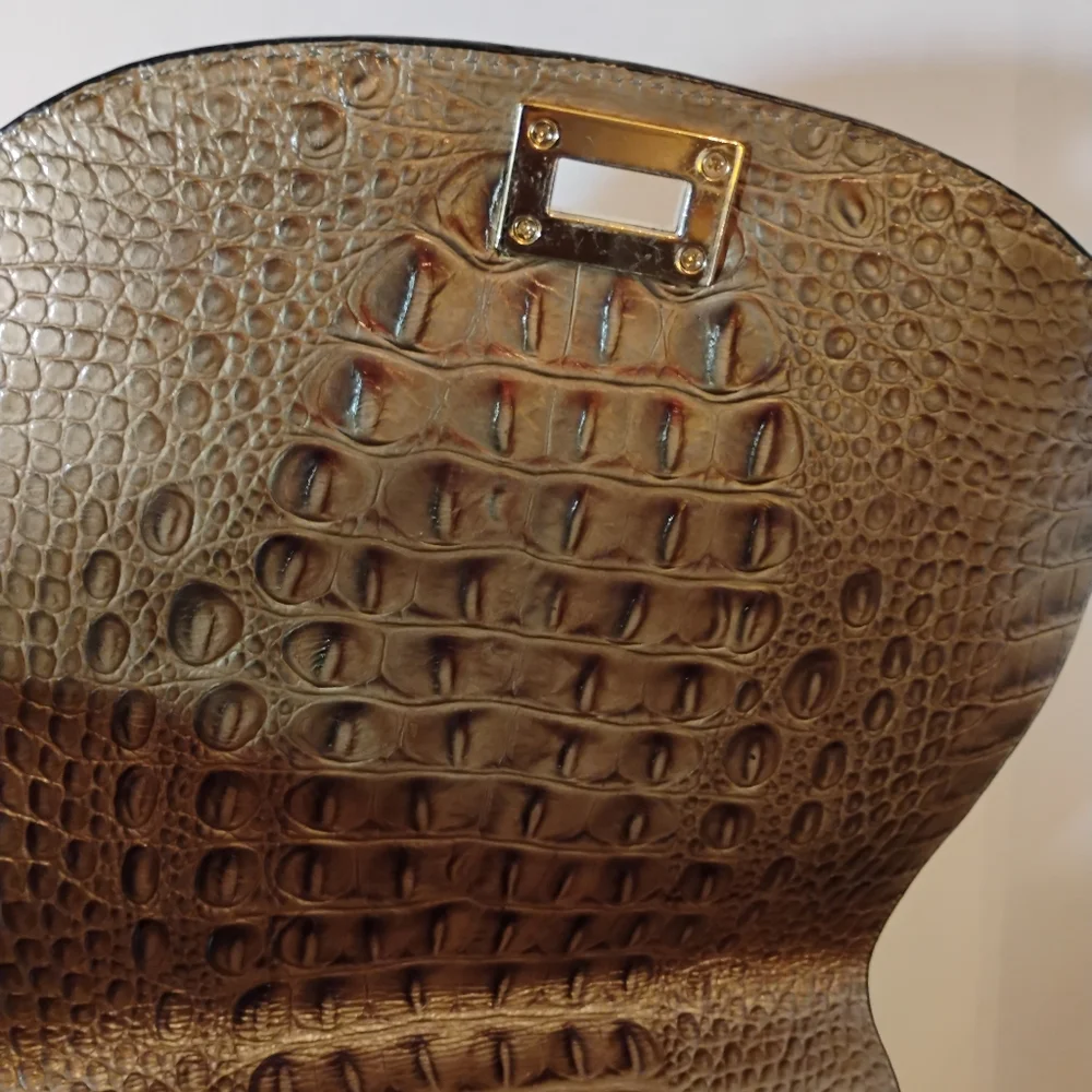 Brahmin Leather Croc Patchwork Shoulder Purse - Picture 4 of 16